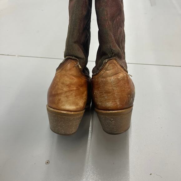 VTG Dingo Western Cowboy Boots Distressed Brown Made in USA SZ 10.5 - Picture 5 of 8